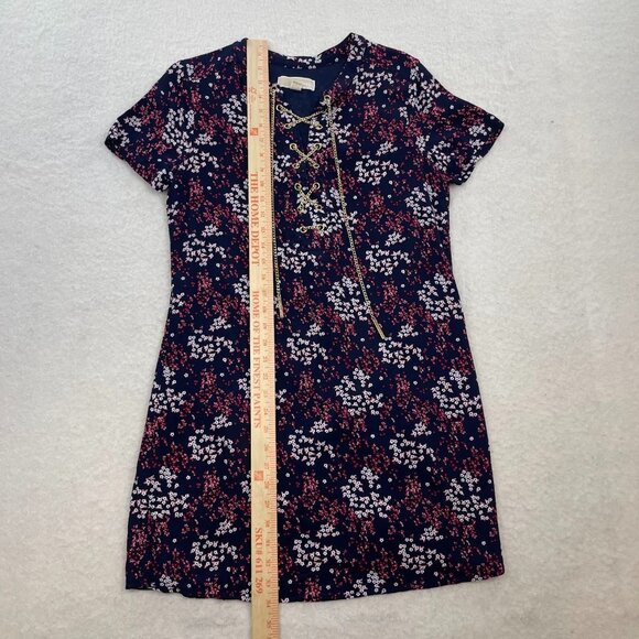 Michael Michael Kors Women's Scattered Blooms Lace Up Chain Mini Dress Size M - Picture 6 of 6
